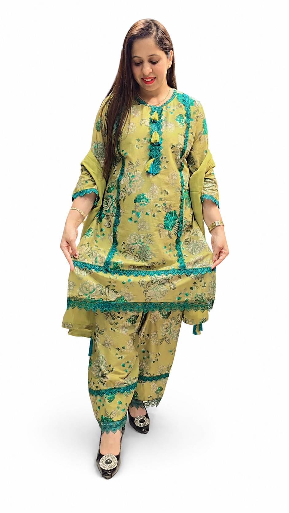 3-Piece Printed Farshi Salwar Suit for Women – Muslin Cotton