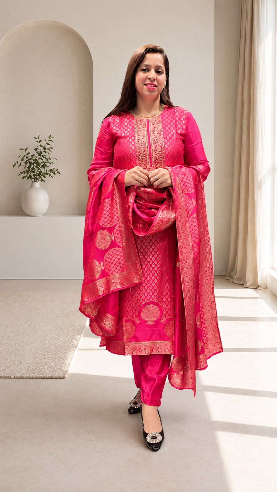 Women's Premium Brocade Suit Set | Elegant Ethnic Wear with Woven Design | Festive, Wedding, Party & Traditional Kurta Set