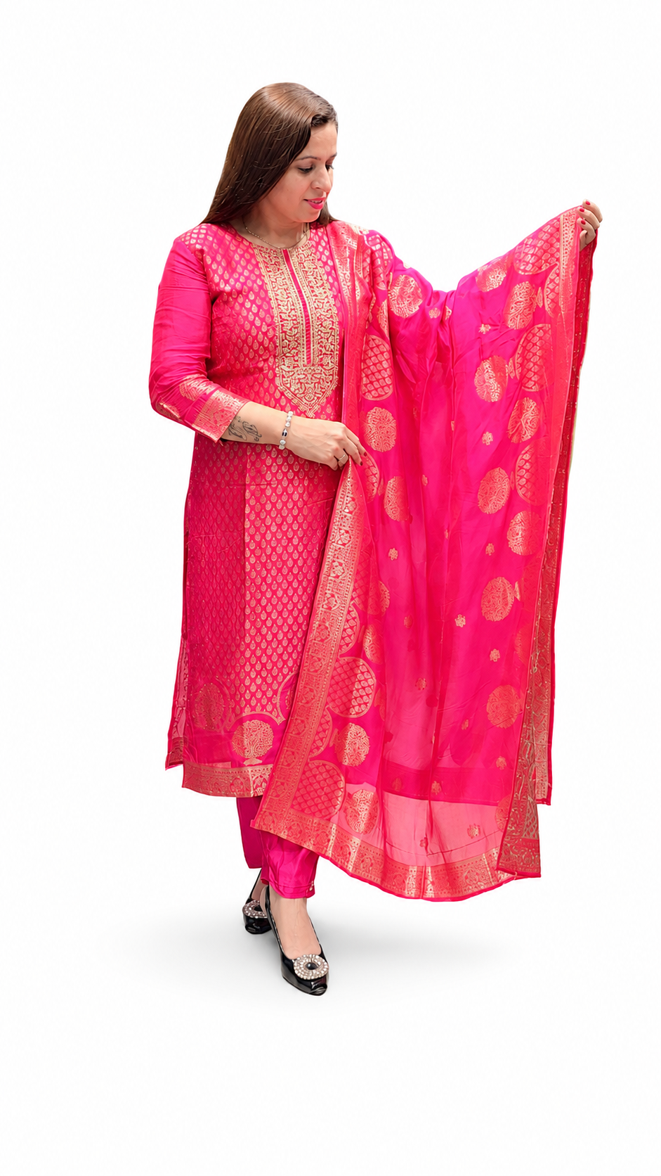 Women's Premium Brocade Suit Set | Elegant Ethnic Wear with Woven Design | Festive, Wedding, Party & Traditional Kurta Set
