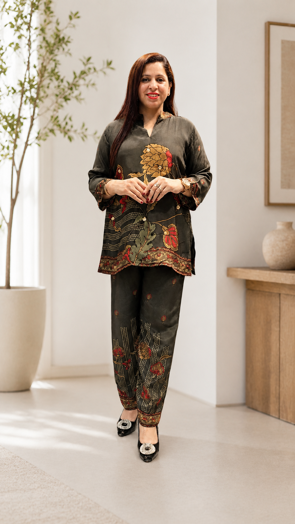 Women's 2-Piece Co-Ord Set – Modal Crepe Fabric