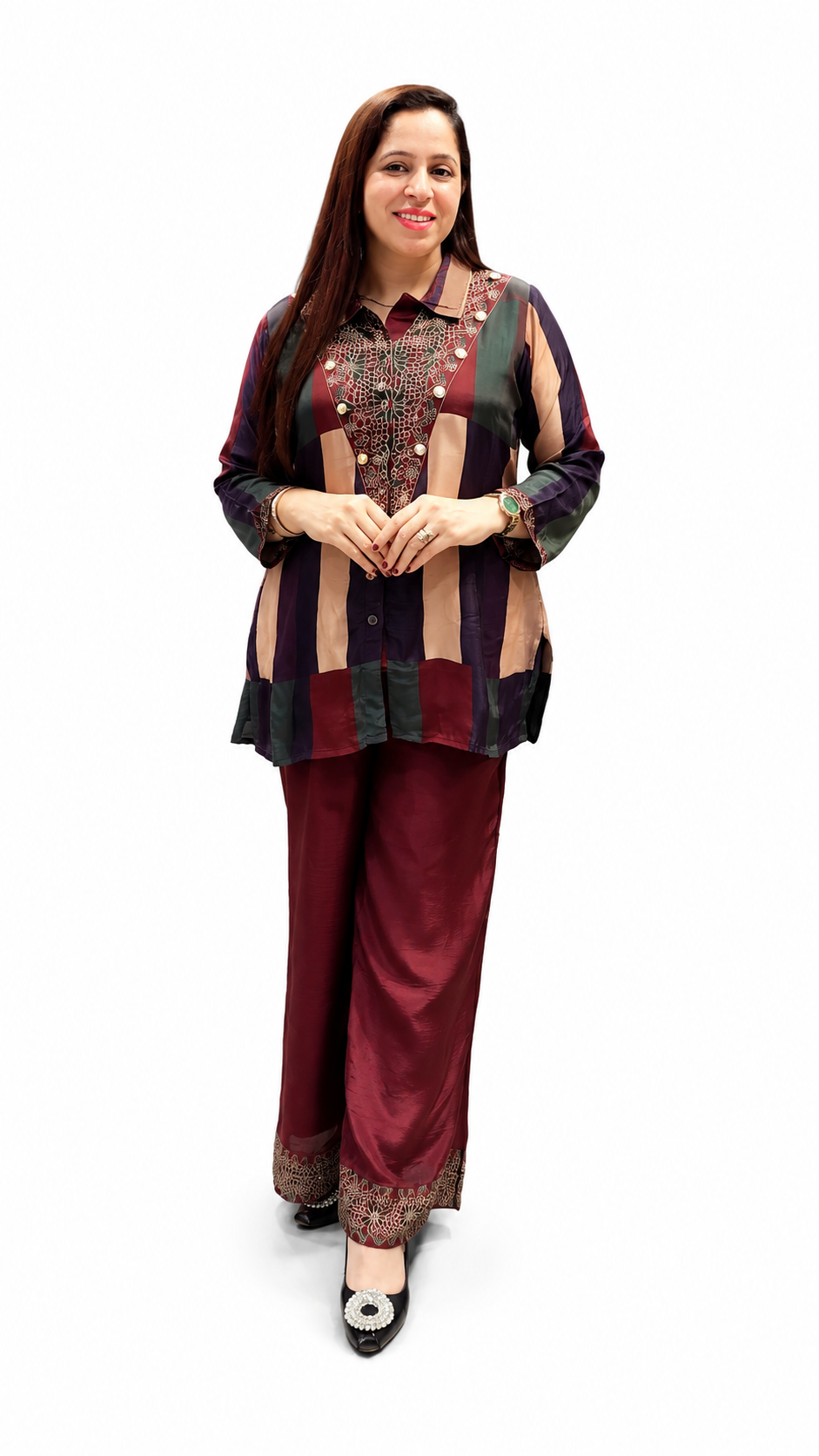 Co-ords set Fabric -pure crepe Brown