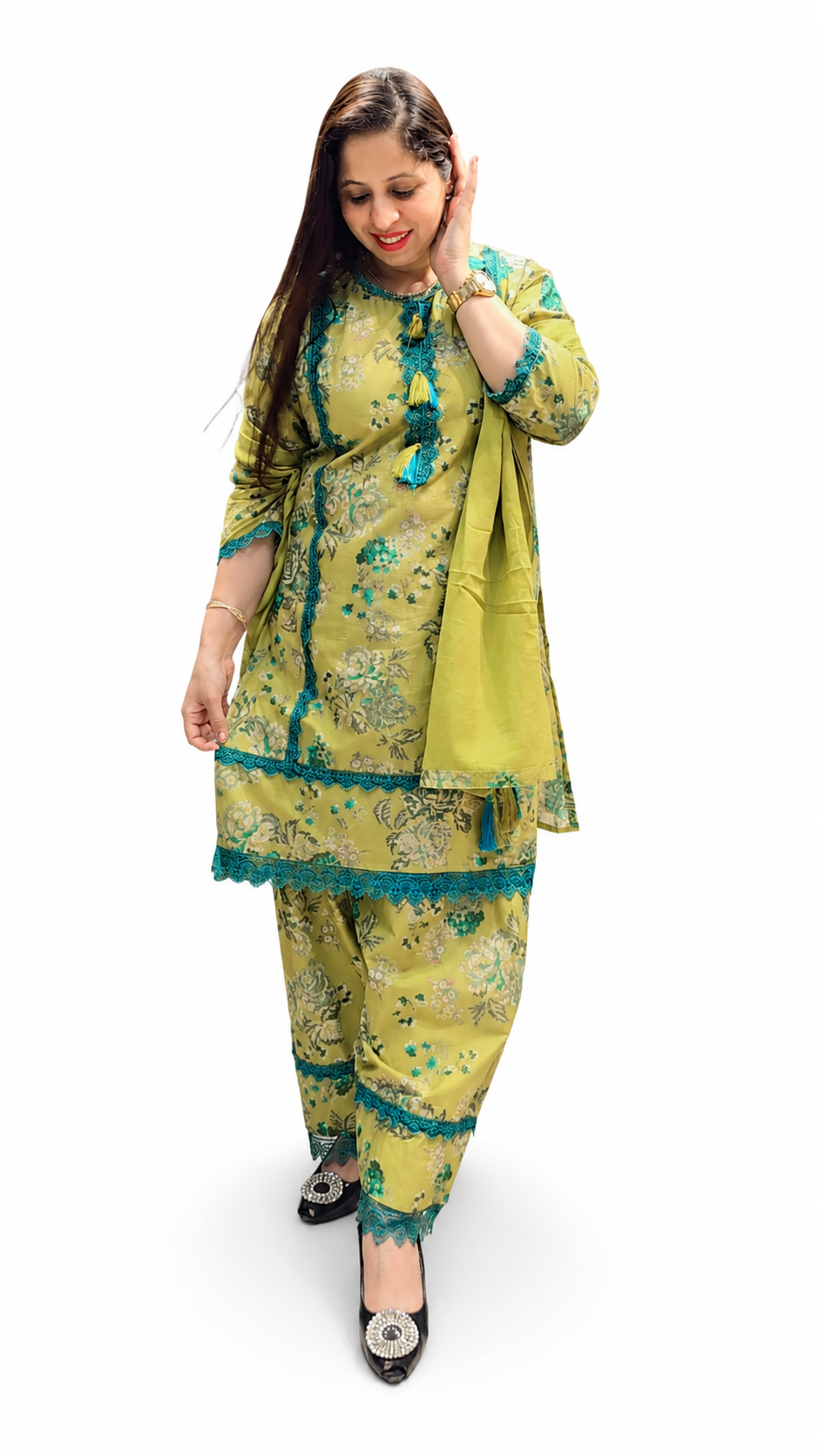 3-Piece Printed Farshi Salwar Suit for Women – Muslin Cotton