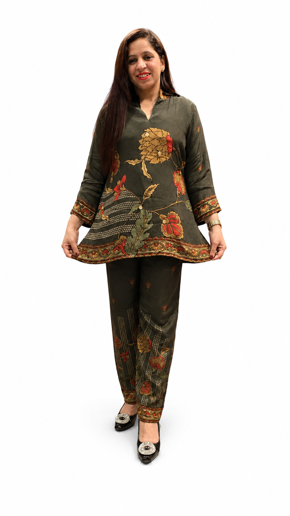 Women's 2-Piece Co-Ord Set – Modal Crepe Fabric