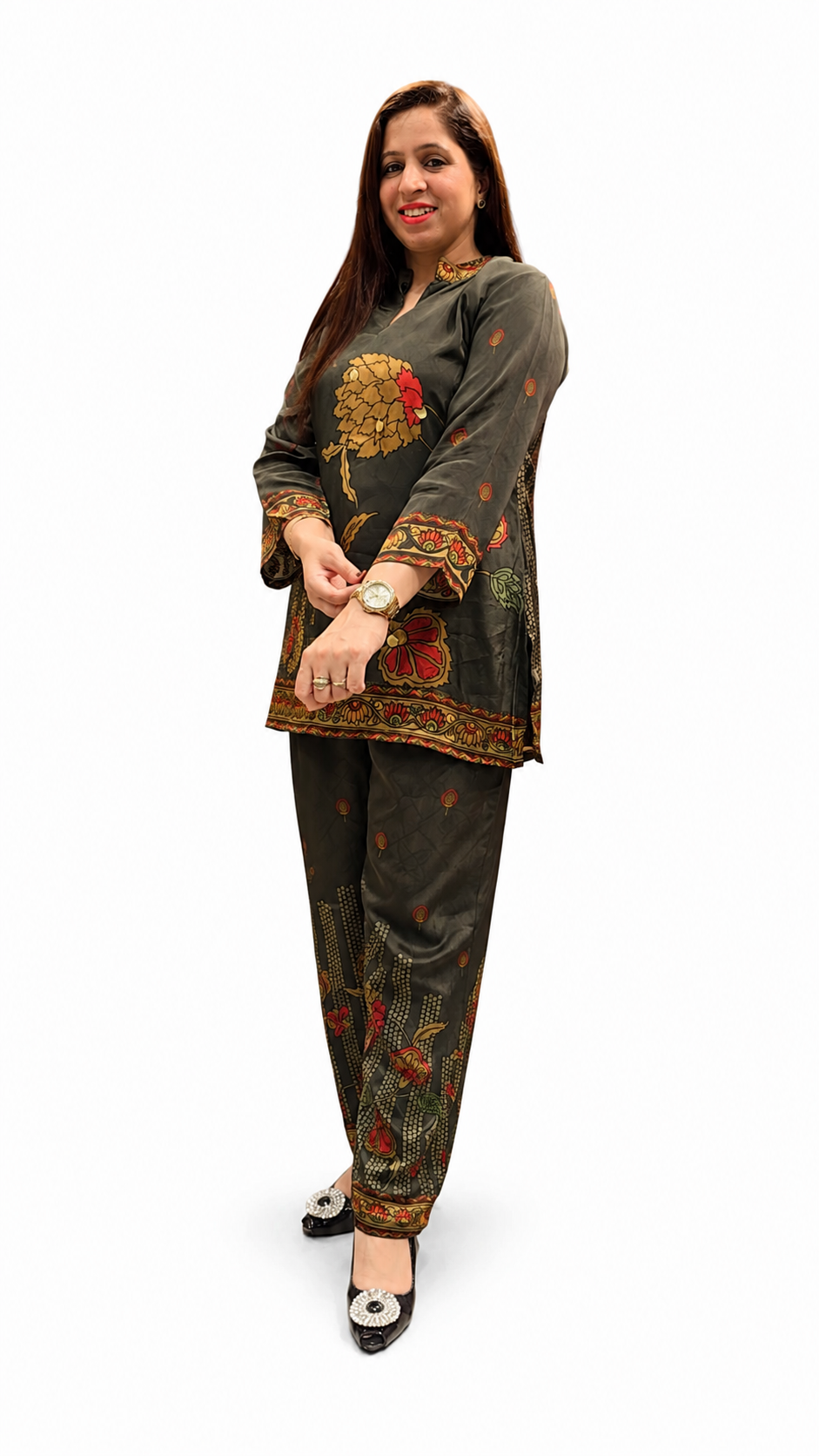 Women's 2-Piece Co-Ord Set – Modal Crepe Fabric
