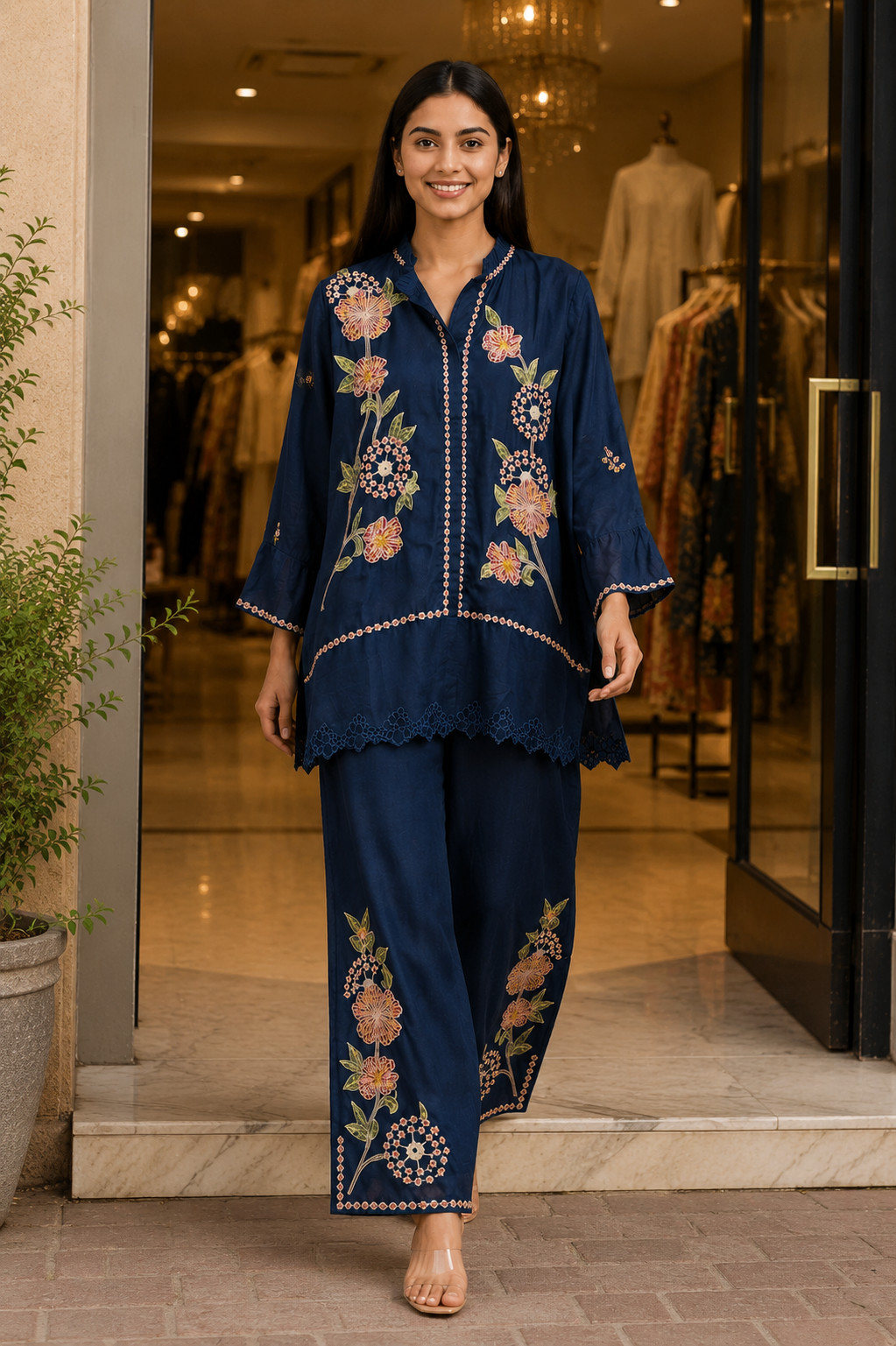 Women's Embroidered Co-Ord Set – Pure Cotton Fabric