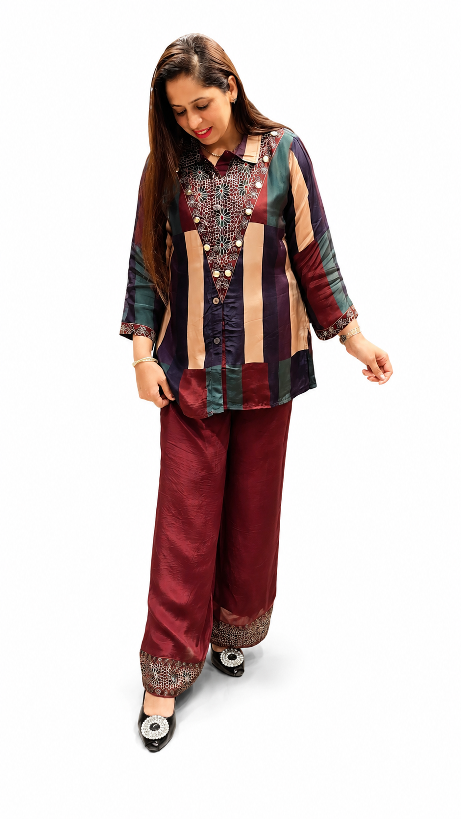 Co-ords set Fabric -pure crepe Brown