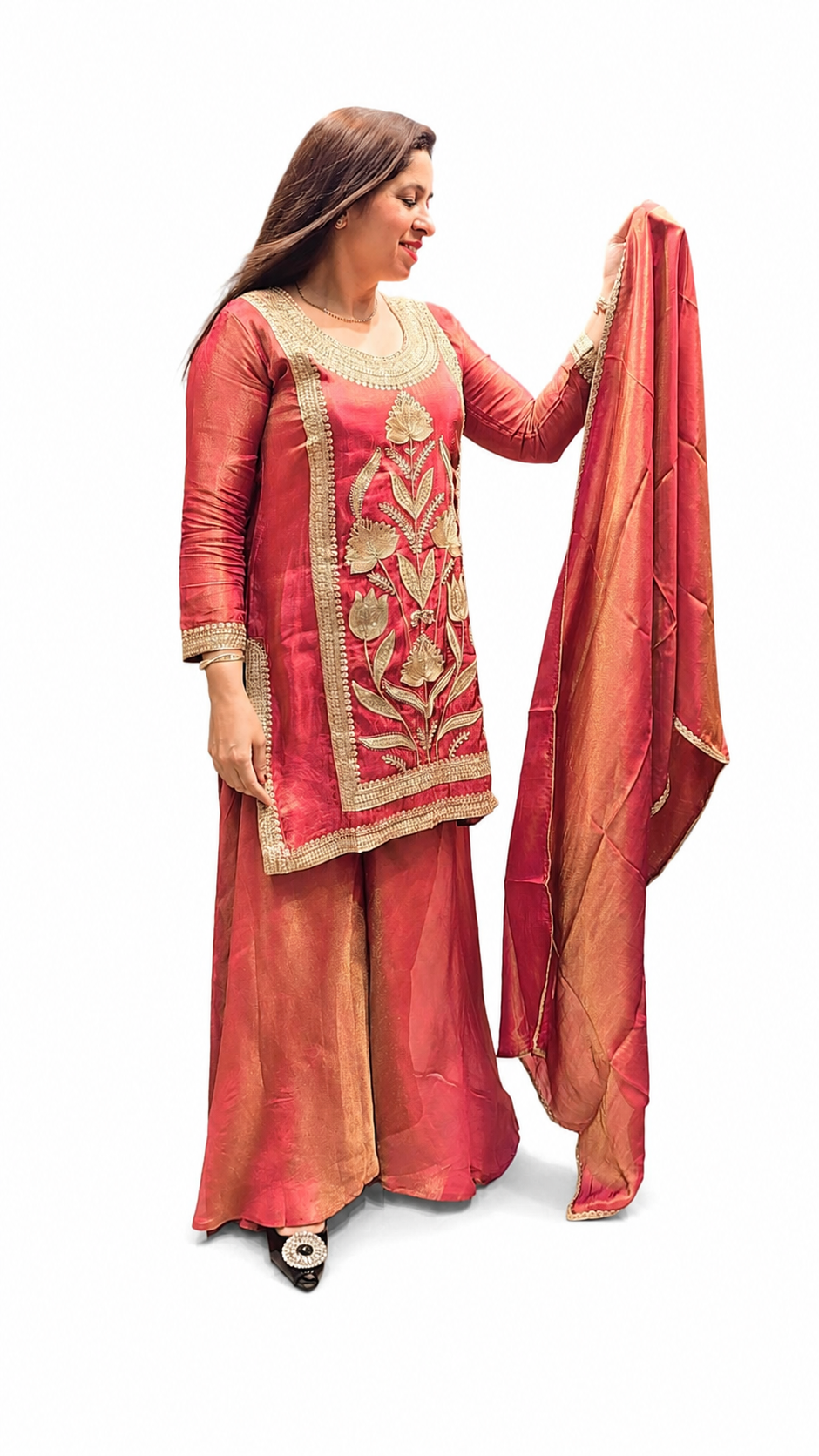 Women's Tissue Sharara Suit – Onion | 3-Piece Ethnic Set