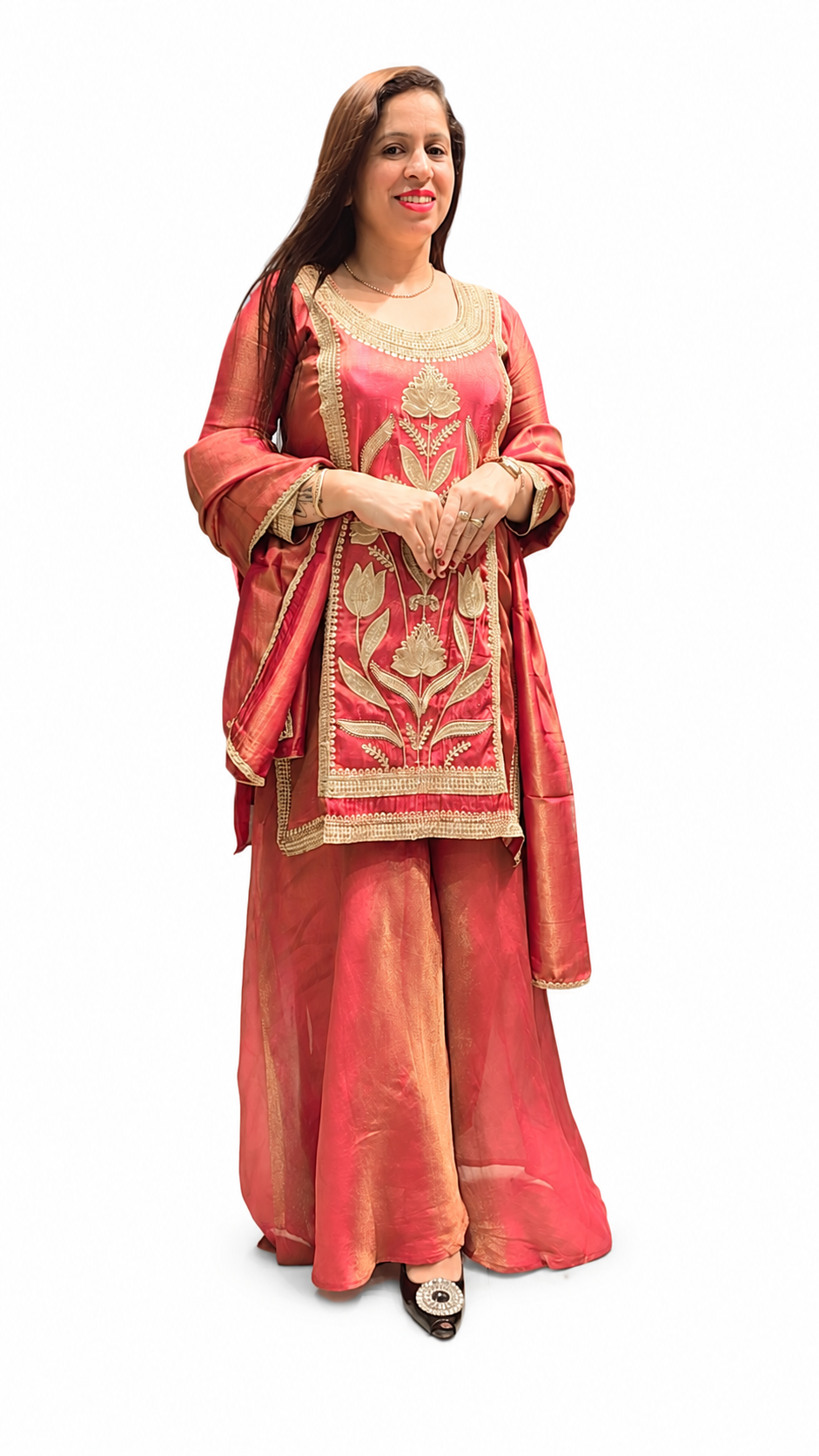 Women's Tissue Sharara Suit – Onion | 3-Piece Ethnic Set